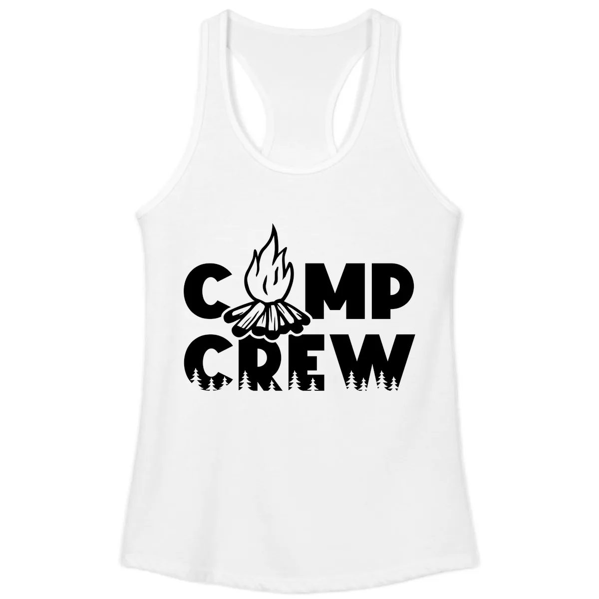 Camp Crew Fire and Forest Ladies Tank in White