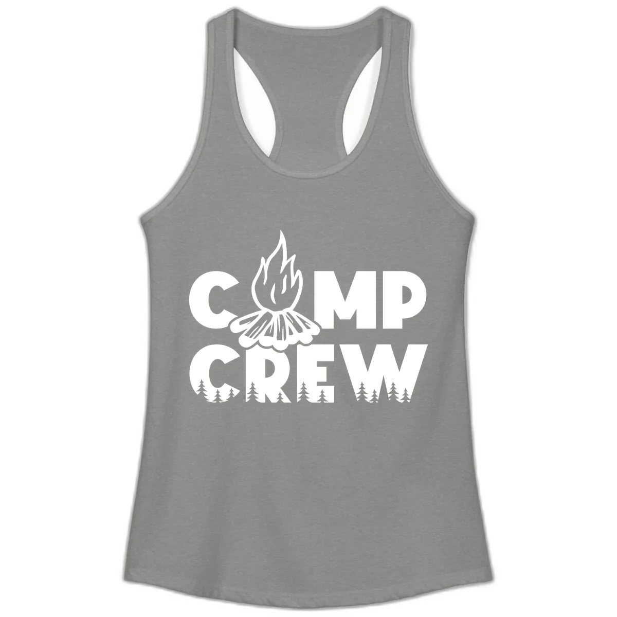 Camp Crew Fire and Forest Ladies Tank in Heather Grey