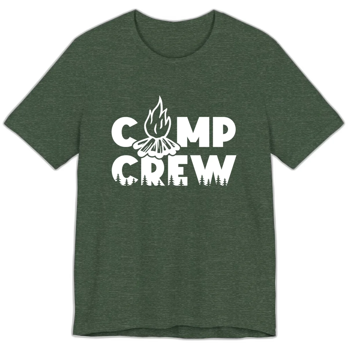 Camp Crew Fire and Forest Premium T-Shirt in Heather Forest