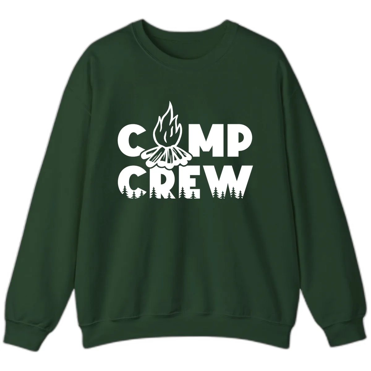 Camp Crew Fire and Forest Sweatshirt in Forest Green