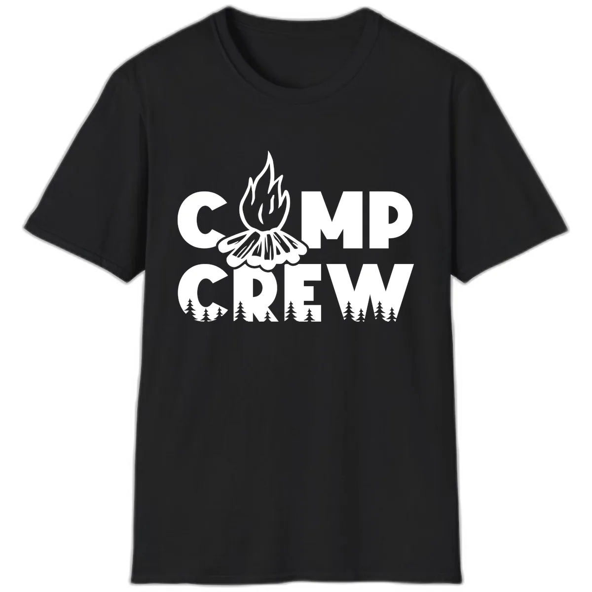 Camp Crew Fire and Forest T-Shirt in Black