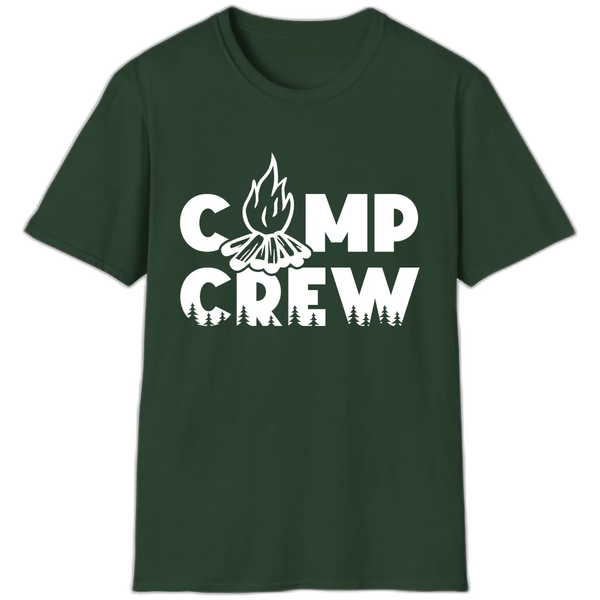 Camp Crew Fire and Forest T-Shirt in Forest Green