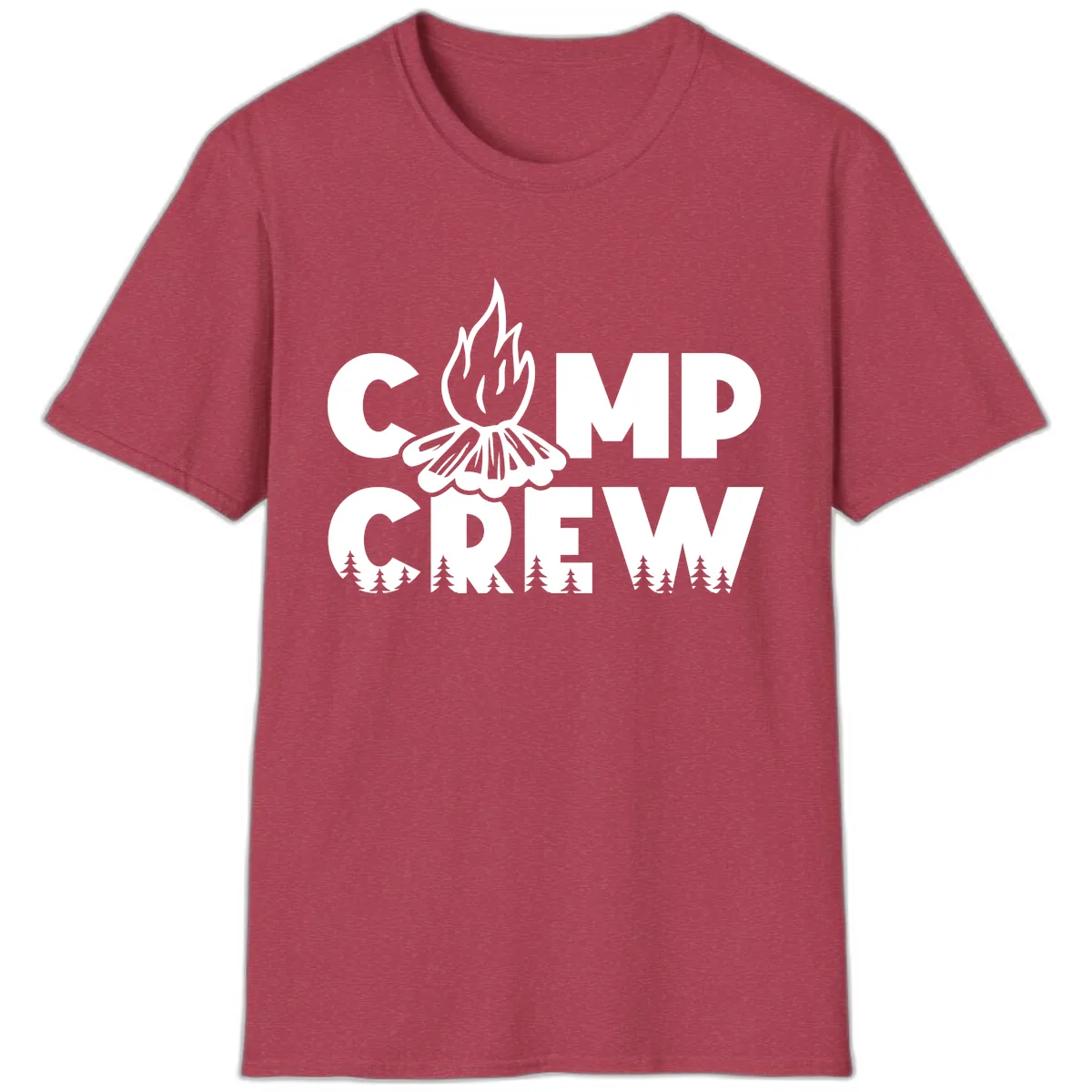 Camp Crew Fire and Forest T-Shirt in Heather Cardinal
