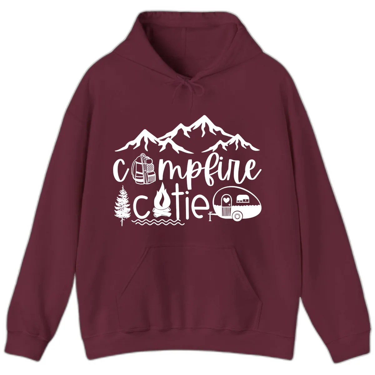 Campfire Cutie Adventure Hoodie in Maroon