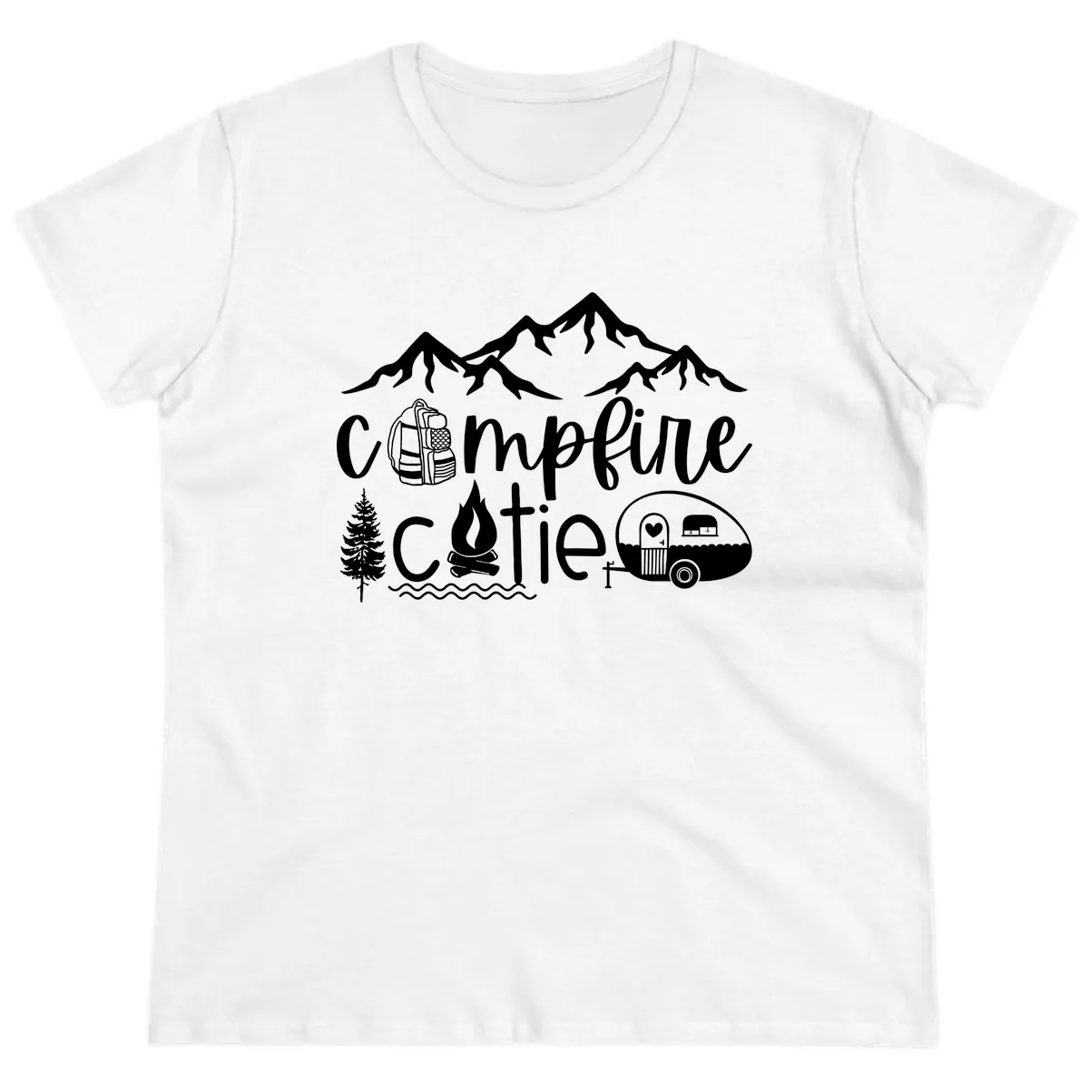 Campfire Cutie Adventure Ladies Tee in White