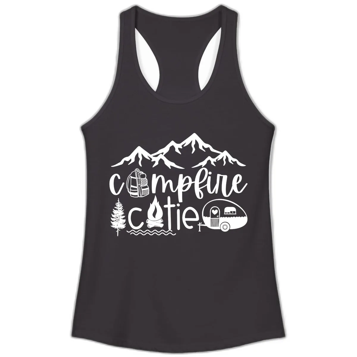 Campfire Cutie Adventure Ladies Tank in Black