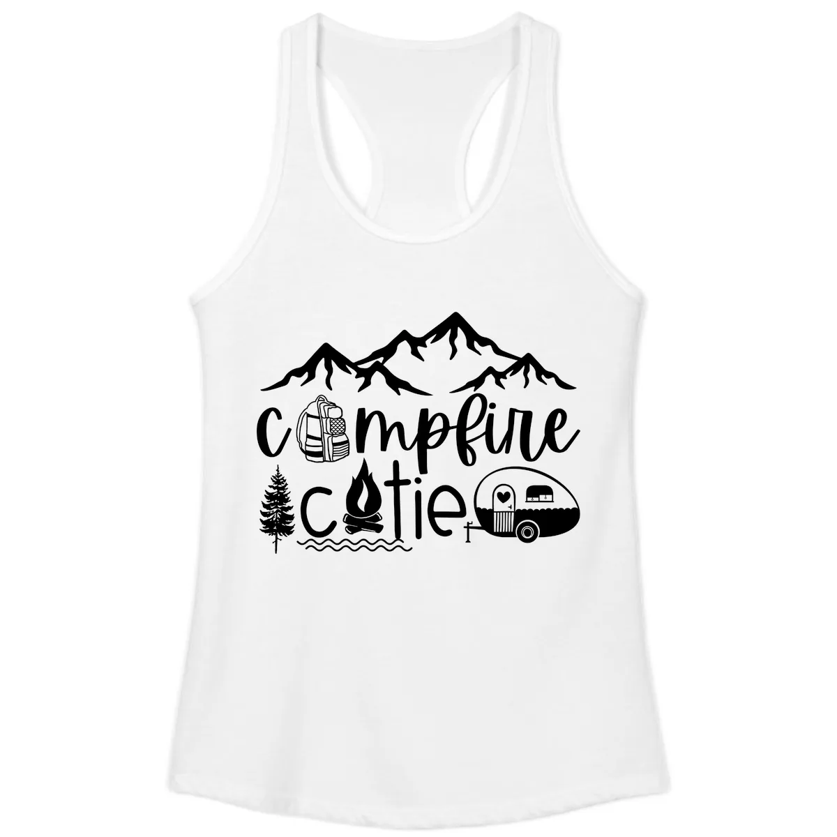Campfire Cutie Adventure Ladies Tank in White