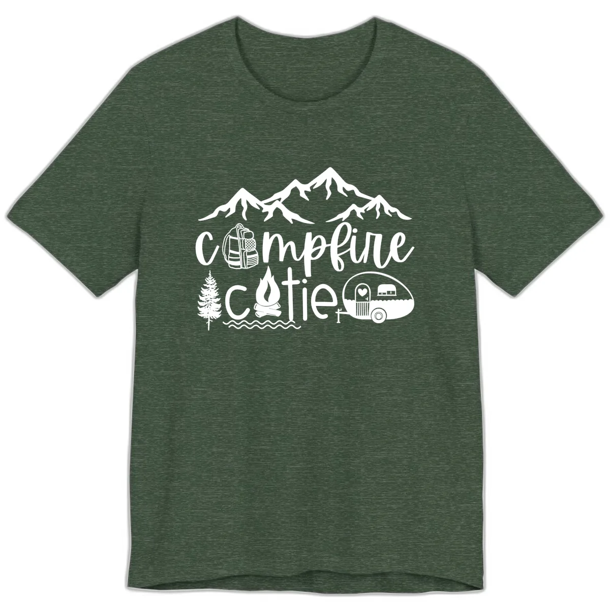 Campfire Cutie Adventure Premium T-Shirt in Heather Forest