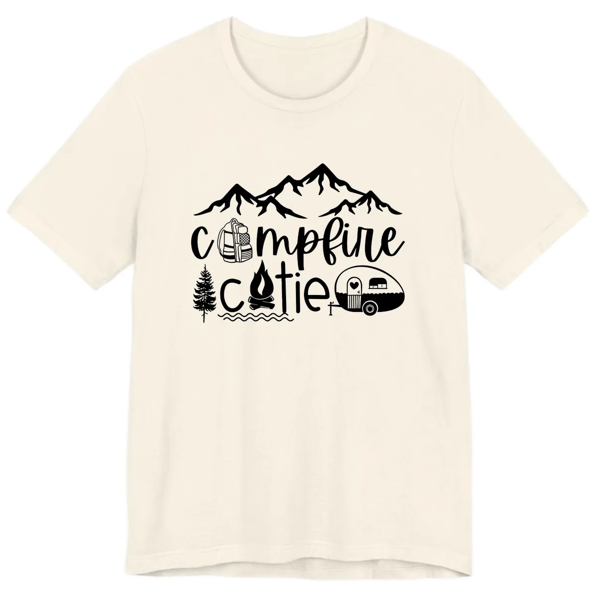 Campfire Cutie Adventure Premium T-Shirt in Natural