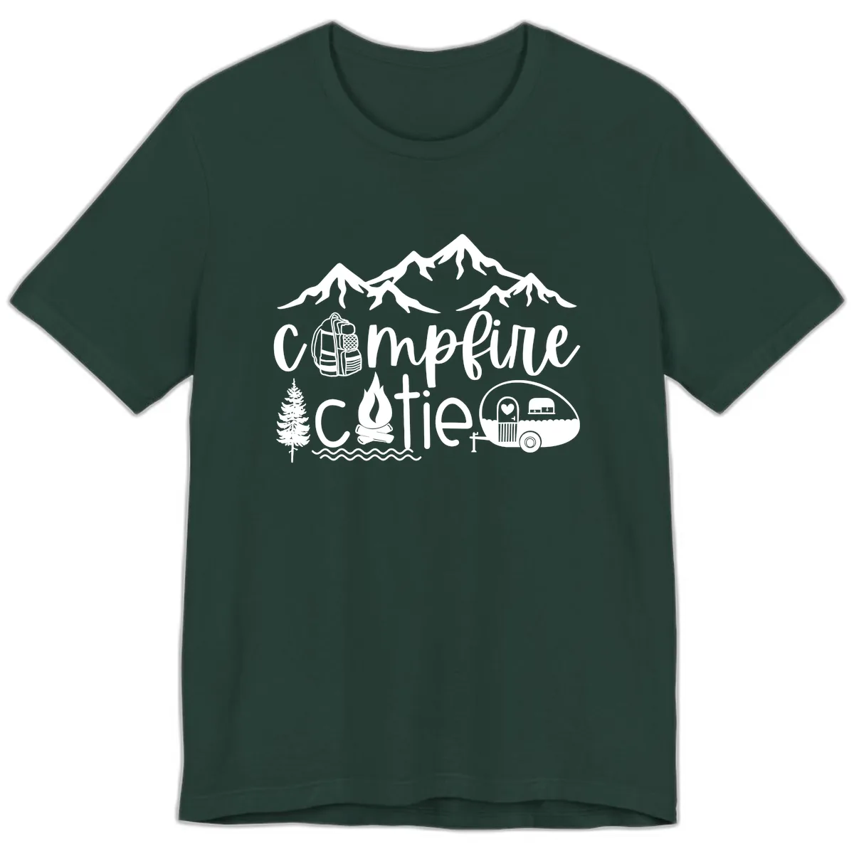 Campfire Cutie Adventure Premium T-Shirt in Forest