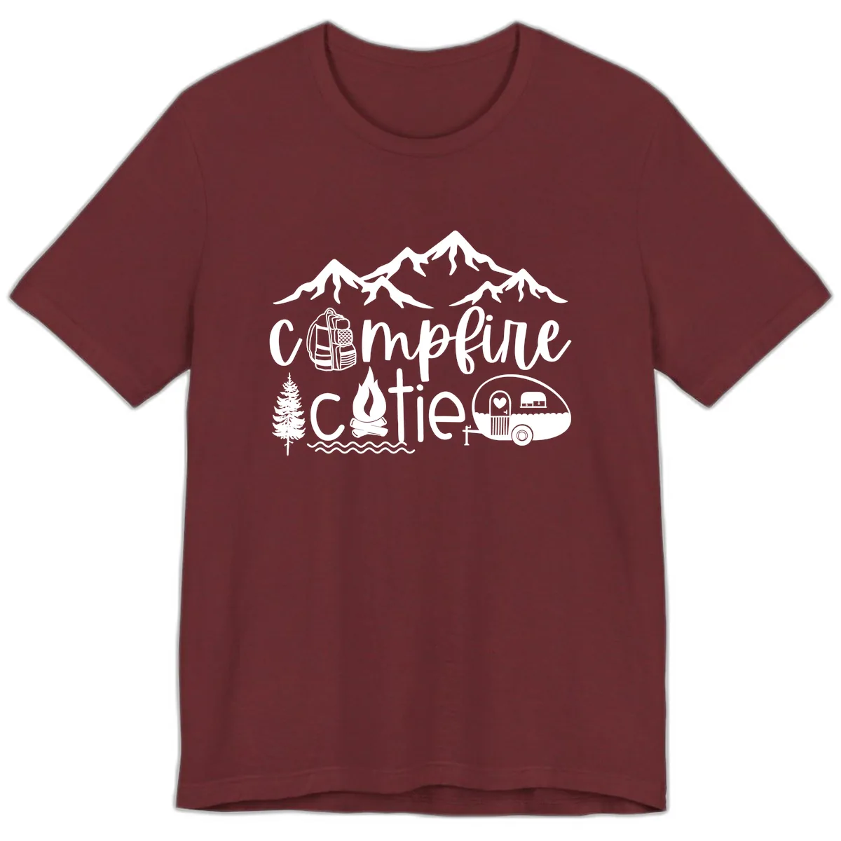 Campfire Cutie Adventure Premium T-Shirt in Heather Cardinal