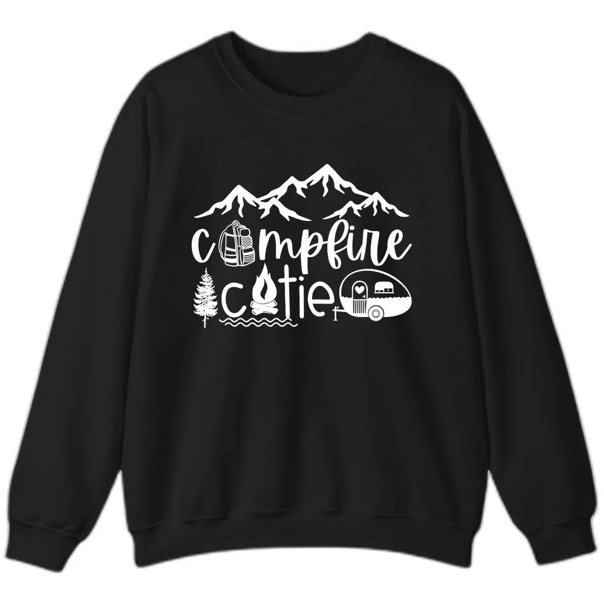 Campfire Cutie Adventure Sweatshirt in Black