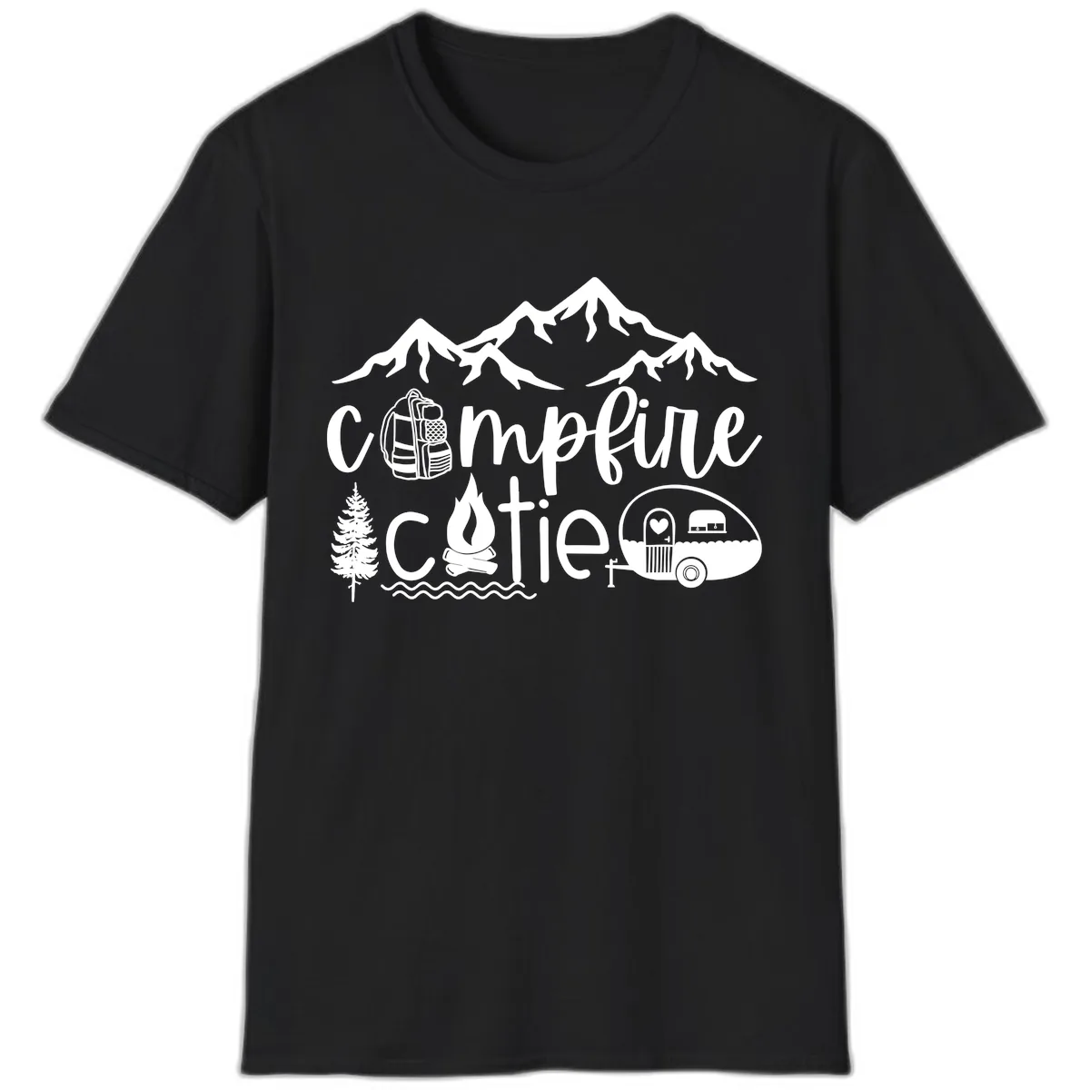 Campfire Cutie Adventure T-Shirt in Black