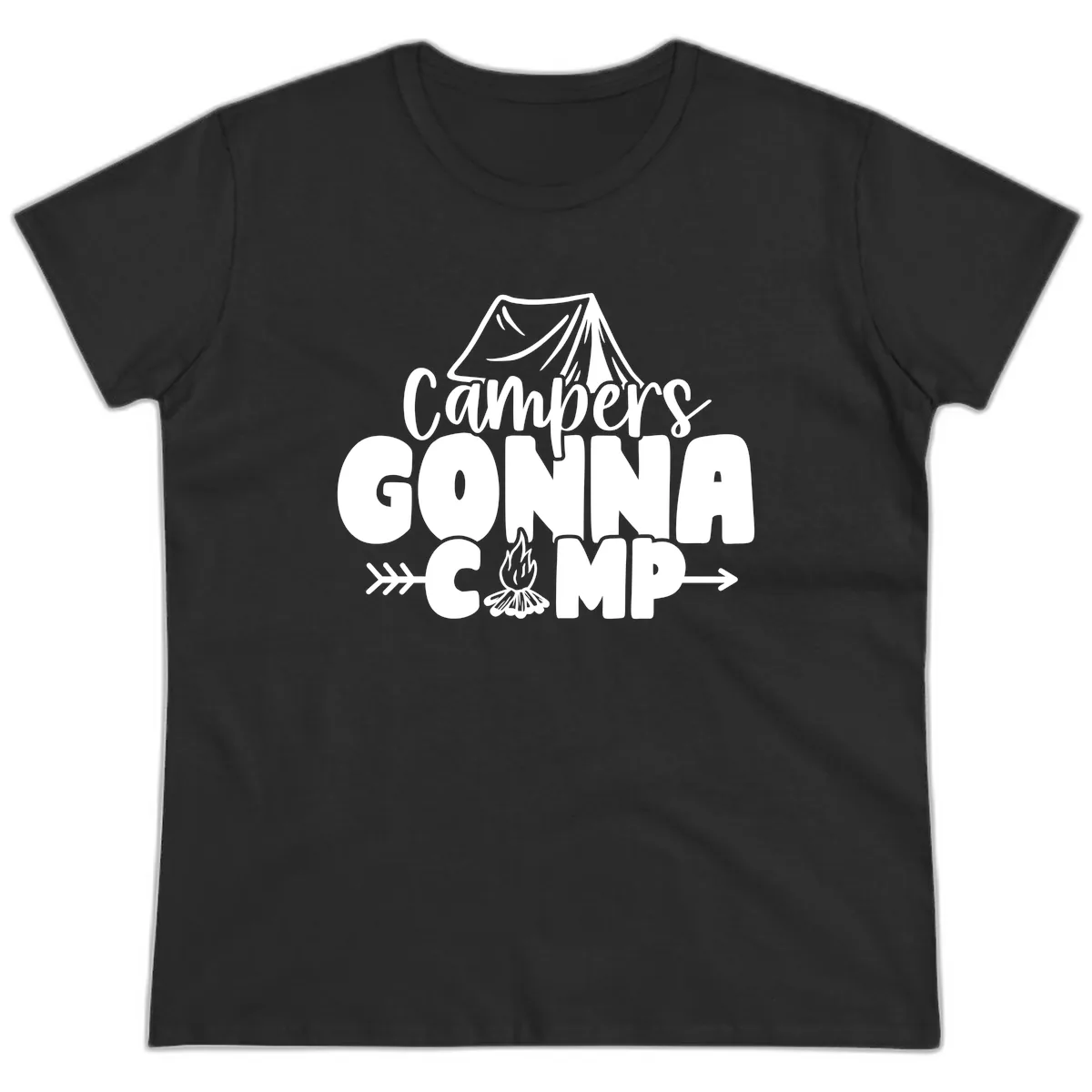 Campers Gonna Camp Ladies Tee in Black