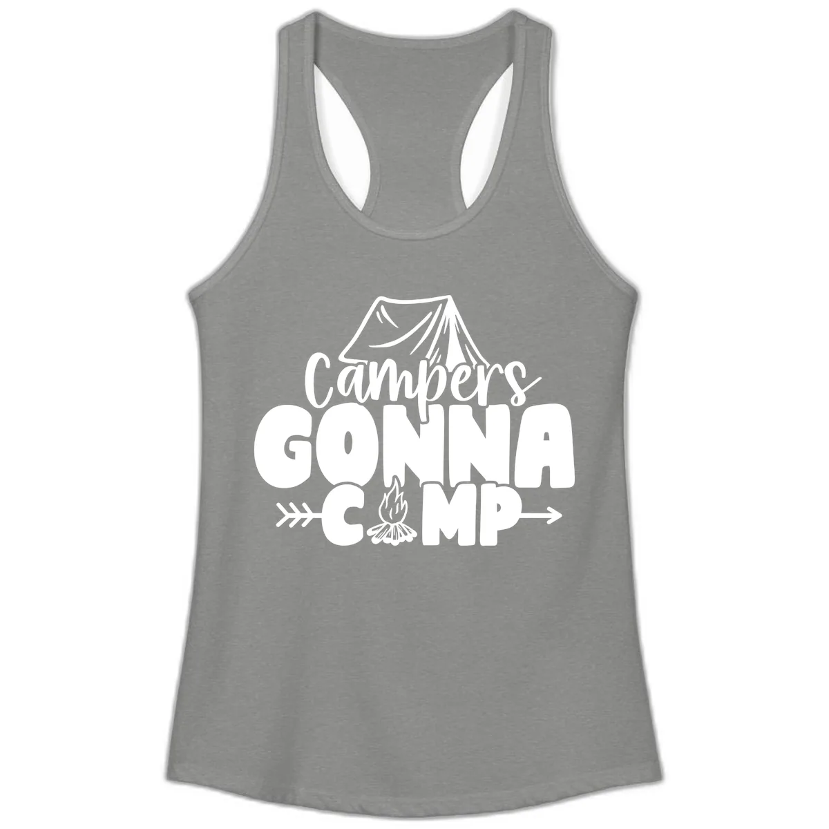 Campers Gonna Camp Ladies Tank in Heather Grey