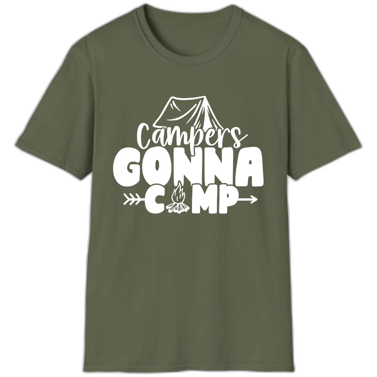 Campers Gonna Camp T-Shirt in Military Green