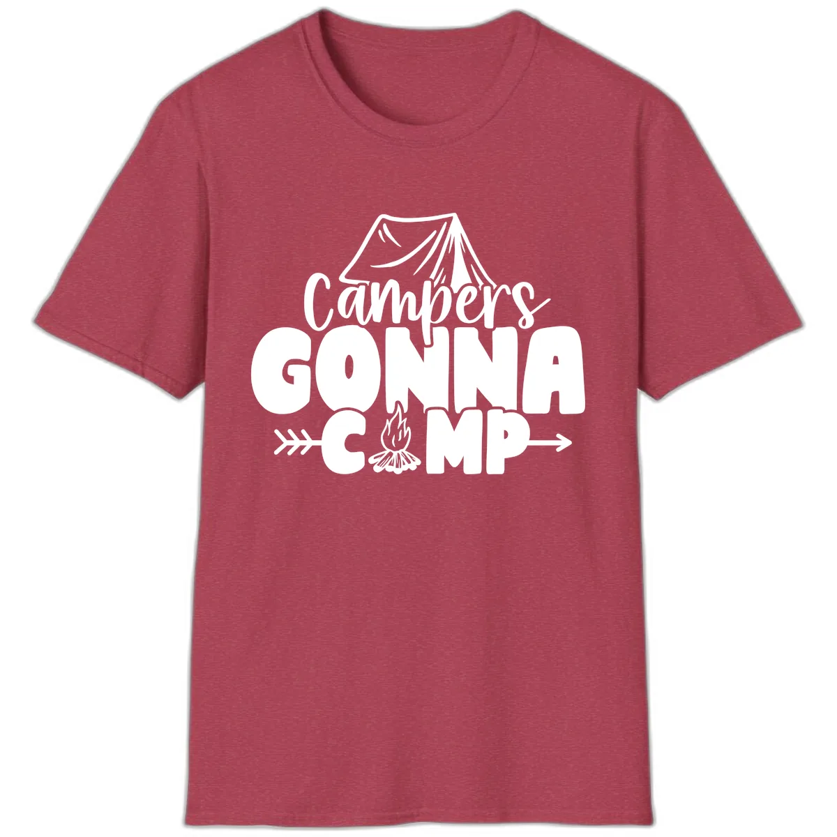 Campers Gonna Camp T-Shirt in Heather Cardinal