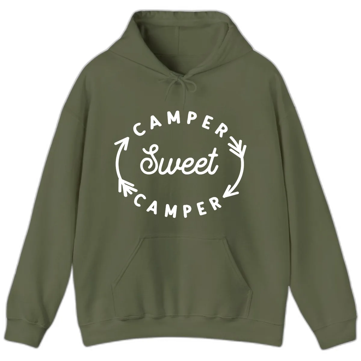 Camper Sweet Camper Hoodie in Military Green