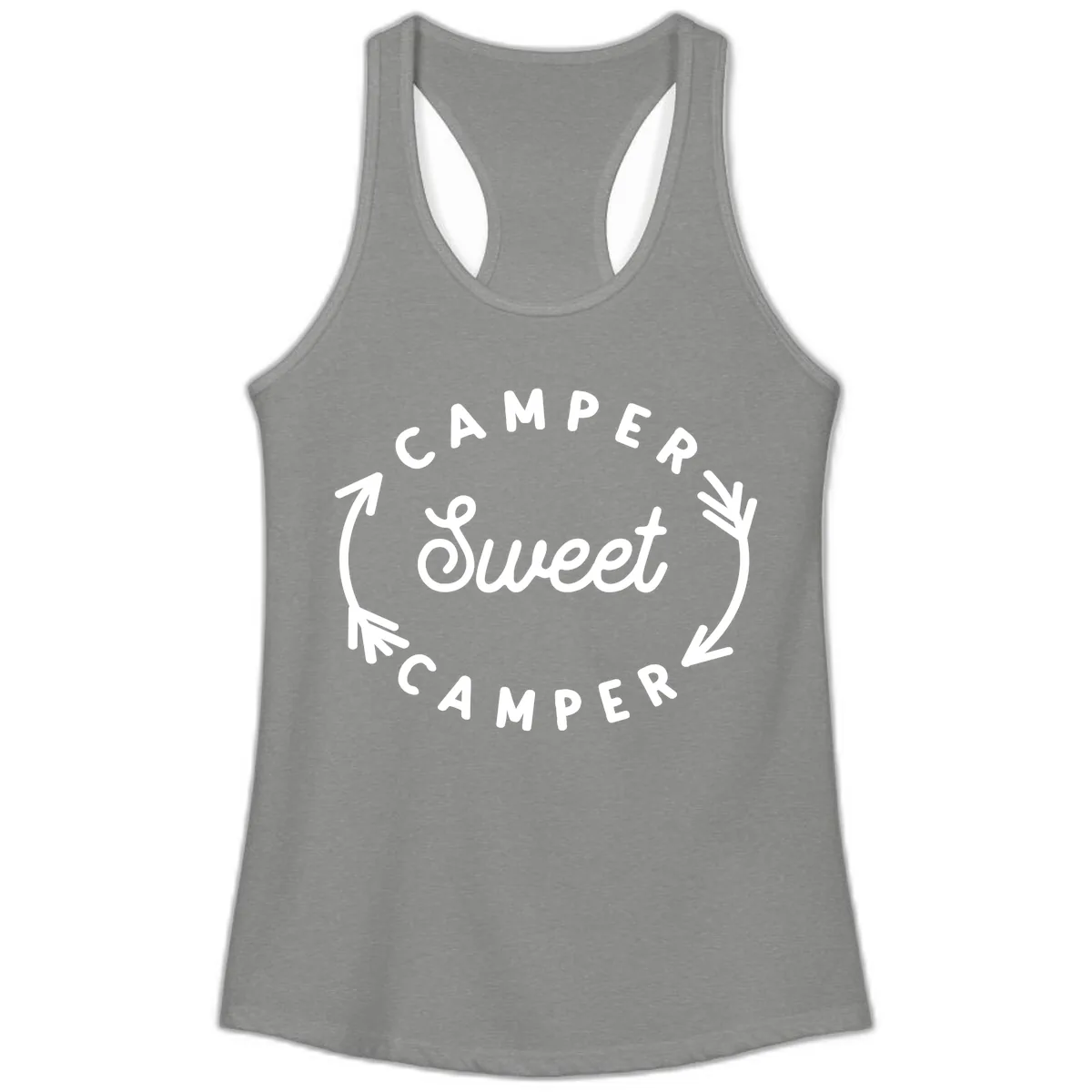 Camper Sweet Camper Ladies Tank in Heather Grey