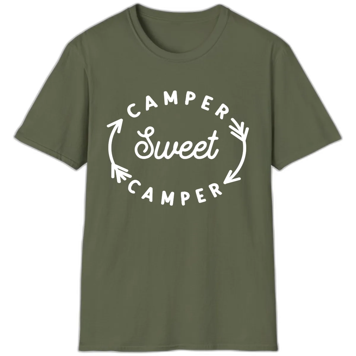 Camper Sweet Camper T-Shirt in Military Green