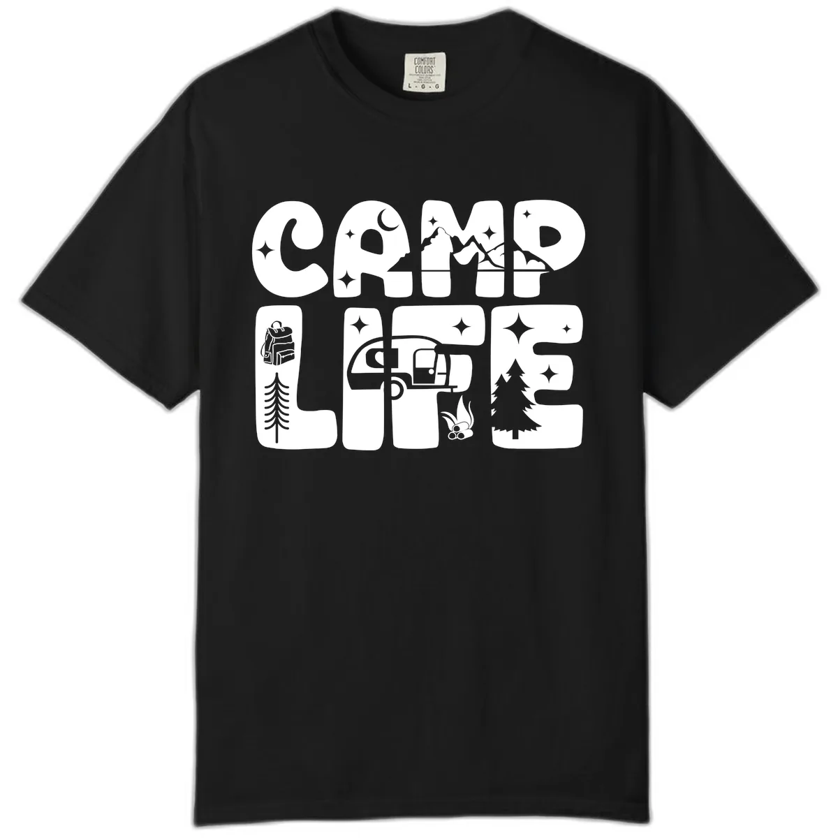 Camp Life Adventure Grid Comfort Color in Black
