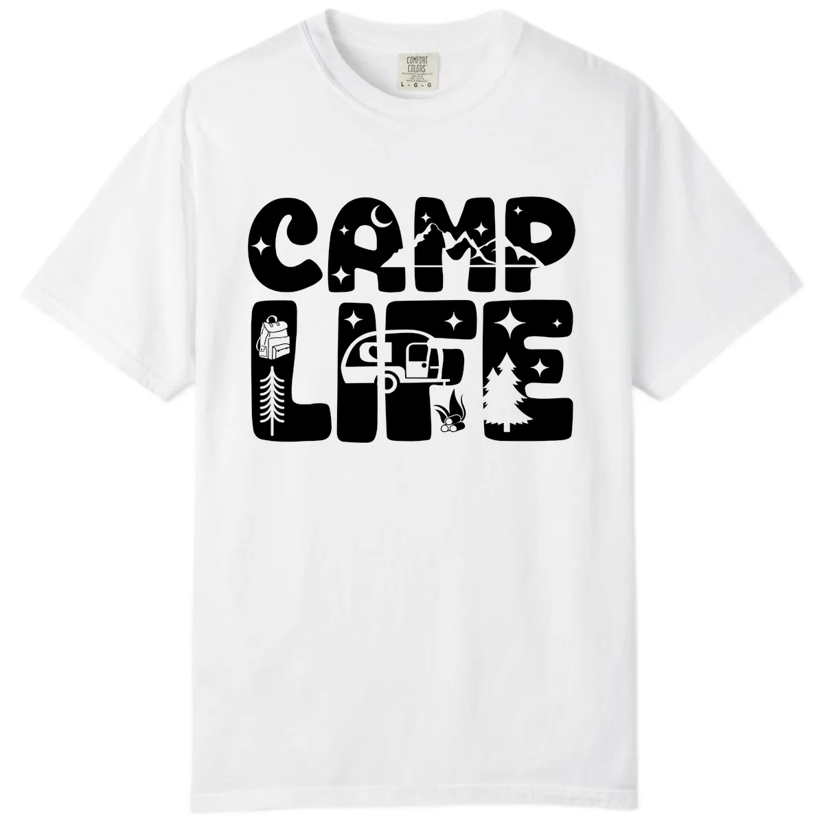 Camp Life Adventure Grid Comfort Color in White