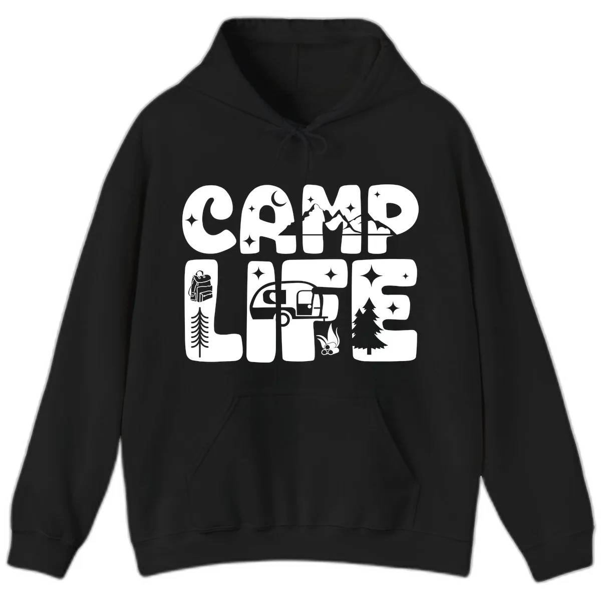 Camp Life Adventure Grid Hoodie in Black