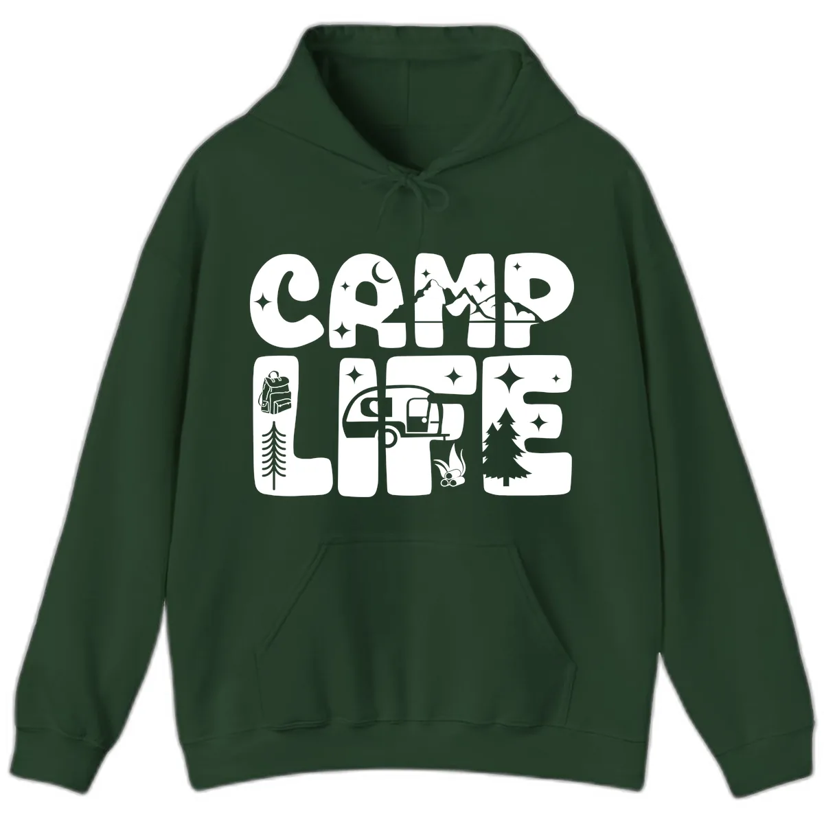 Camp Life Adventure Grid Hoodie in Forest Green