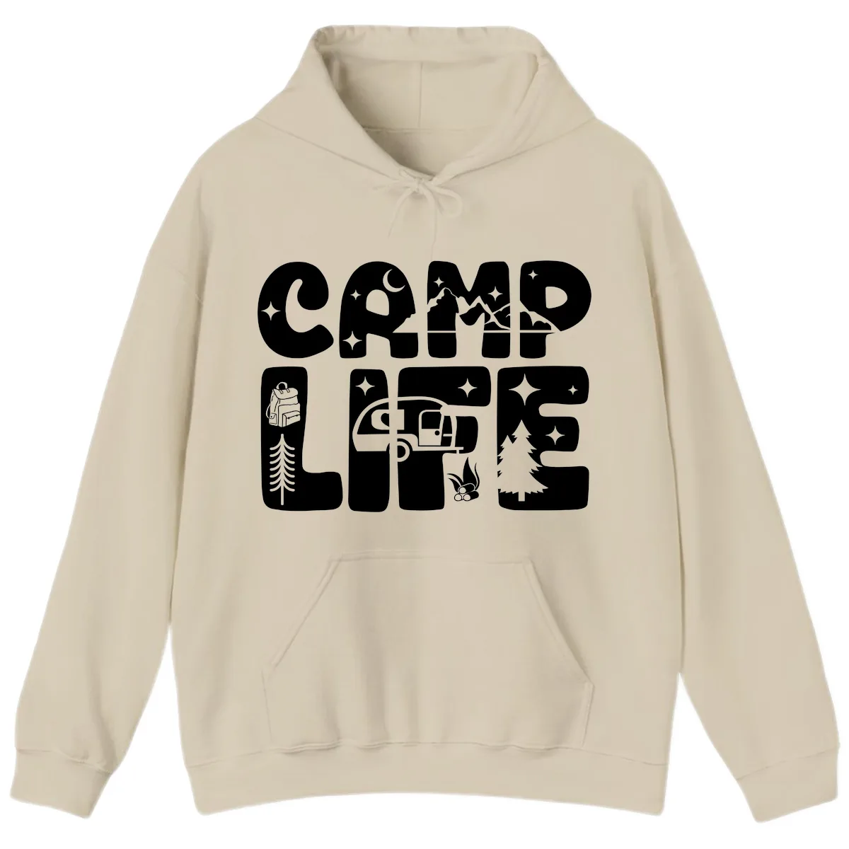 Camp Life Adventure Grid Hoodie in Sand
