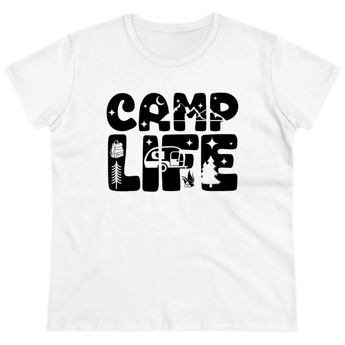 Camp Life Adventure Grid Ladies Tee in White