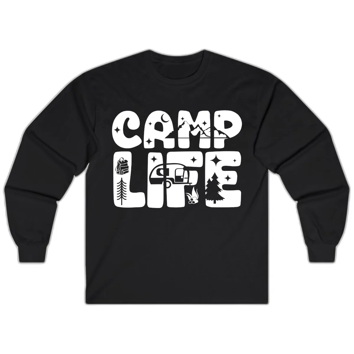Camp Life Adventure Grid Long Sleeve in Black