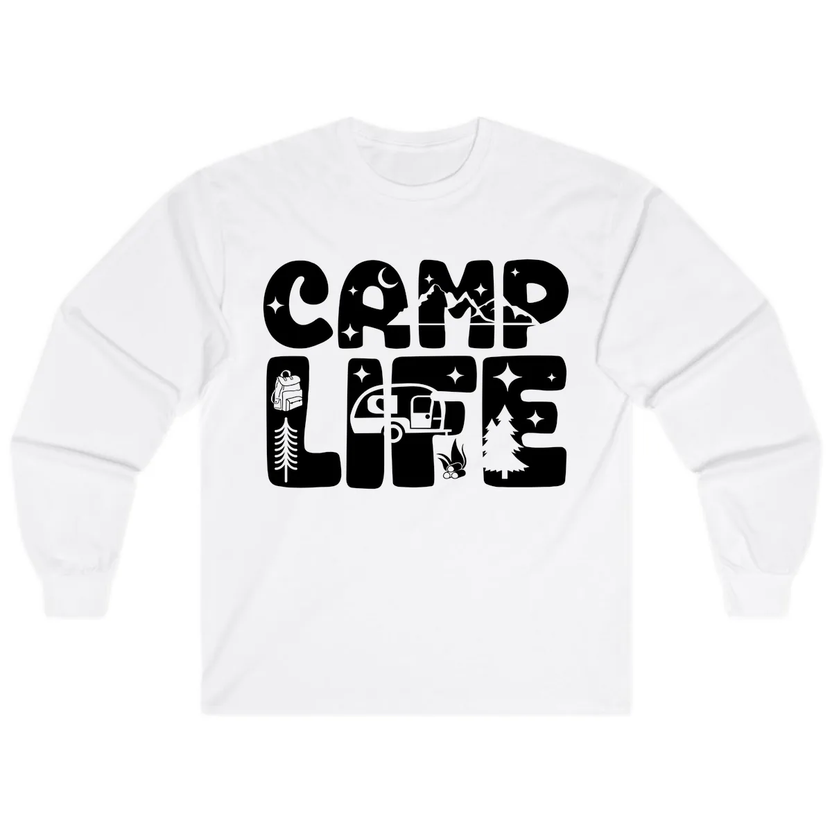 Camp Life Adventure Grid Long Sleeve in White