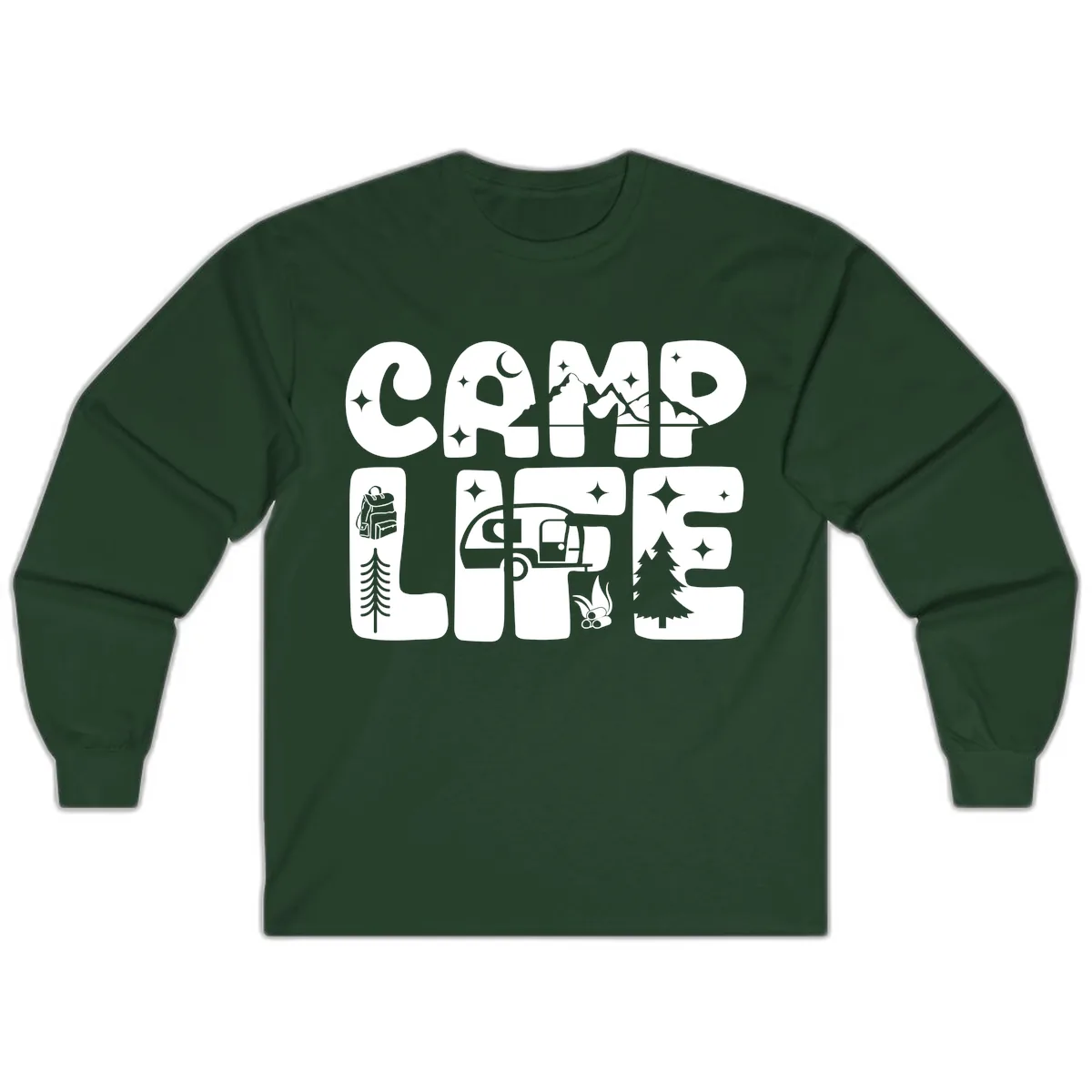 Camp Life Adventure Grid Long Sleeve in Forest Green