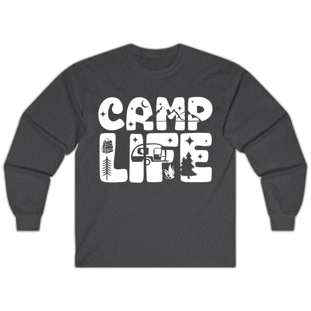 Camp Life Adventure Grid Long Sleeve in Dark Heather