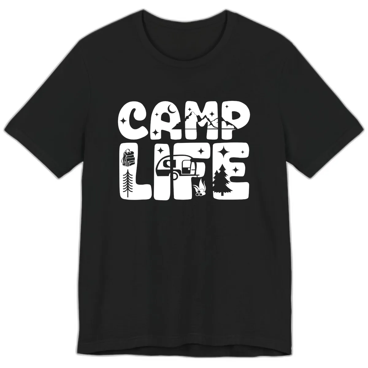 Camp Life Adventure Grid Premium T-Shirt in Black
