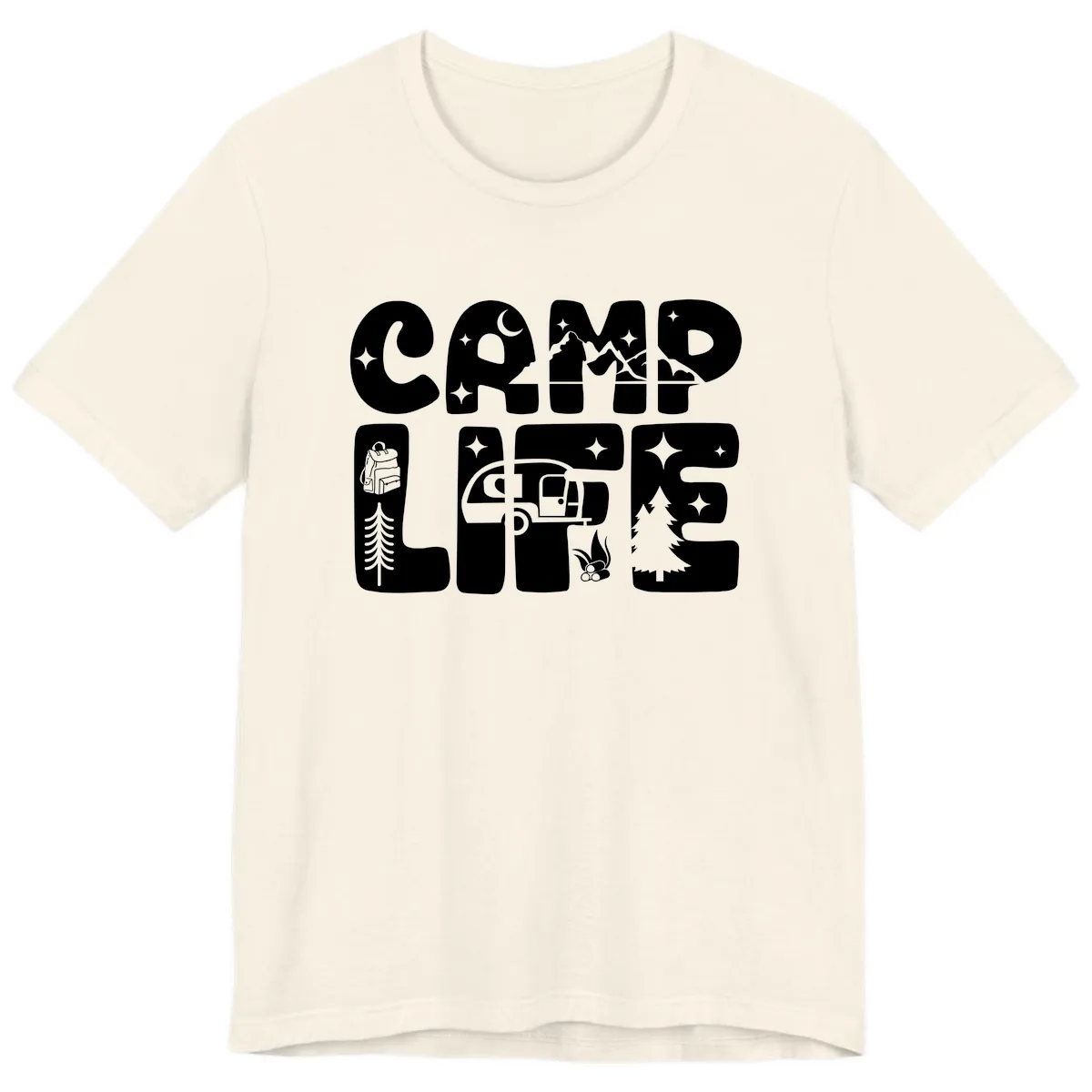 Camp Life Adventure Grid Premium T-Shirt in Natural