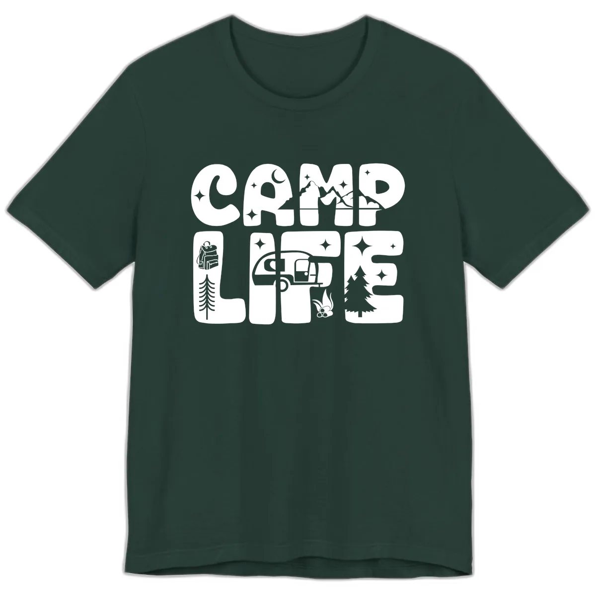 Camp Life Adventure Grid Premium T-Shirt in Forest