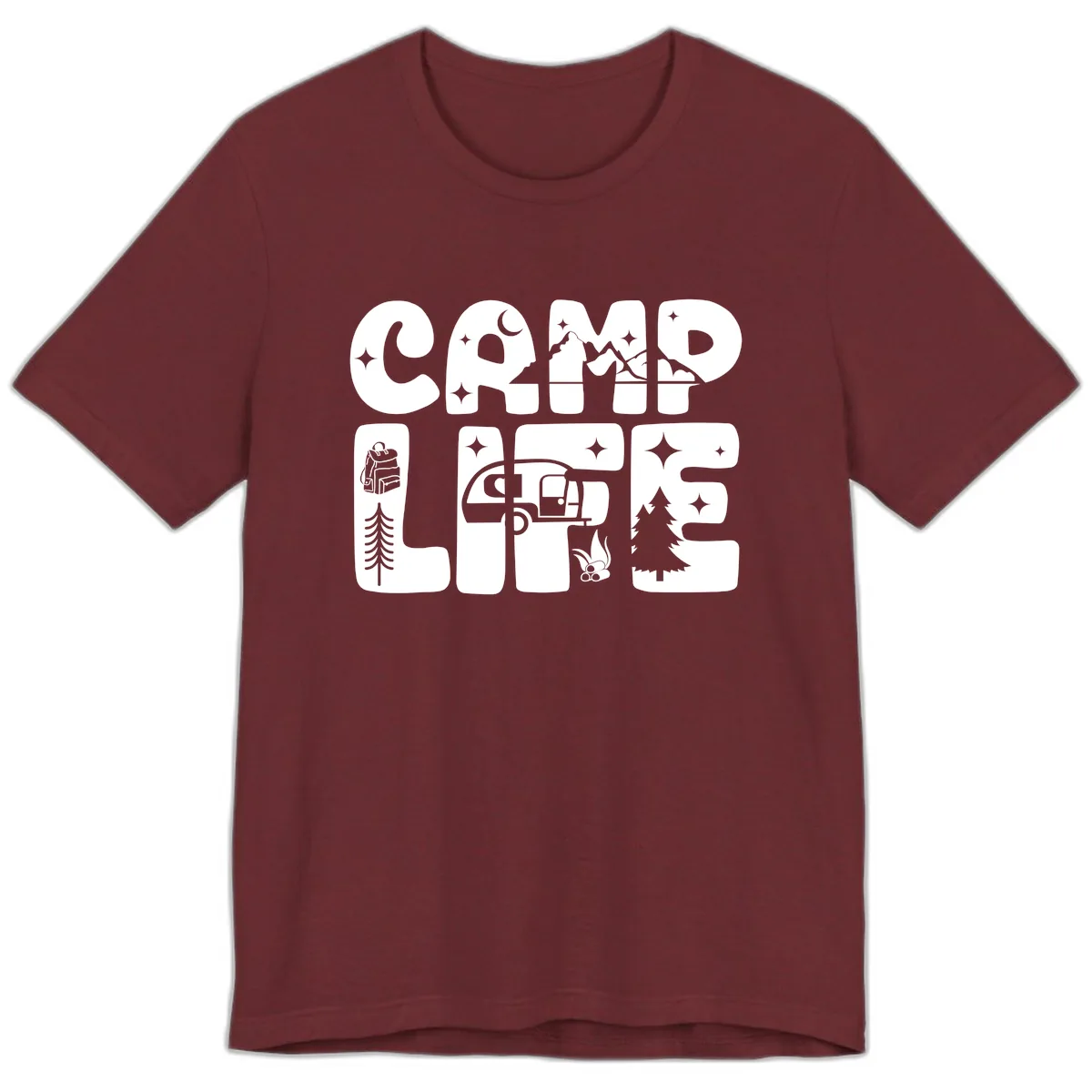 Camp Life Adventure Grid Premium T-Shirt in Heather Cardinal