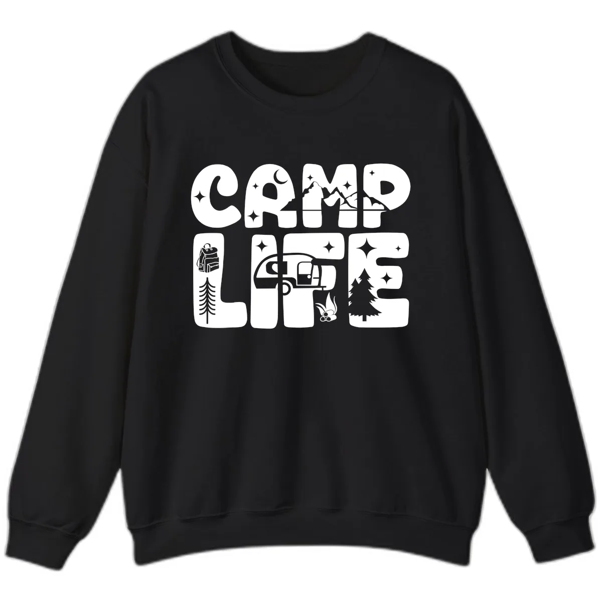 Camp Life Adventure Grid Sweatshirt in Black