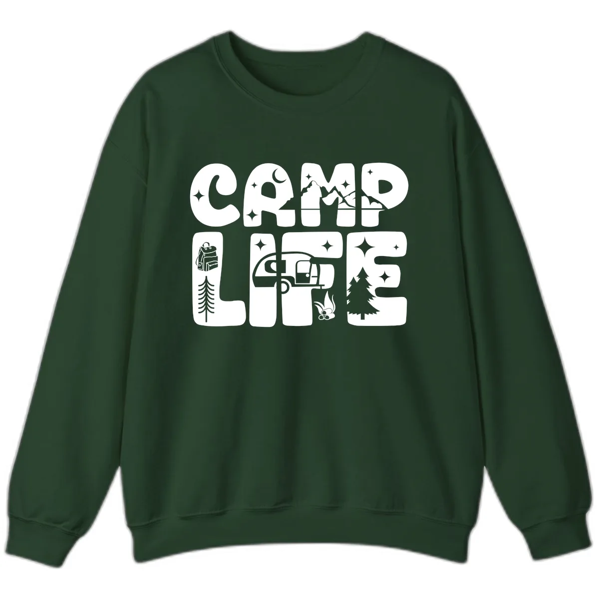 Camp Life Adventure Grid Sweatshirt in Forest Green