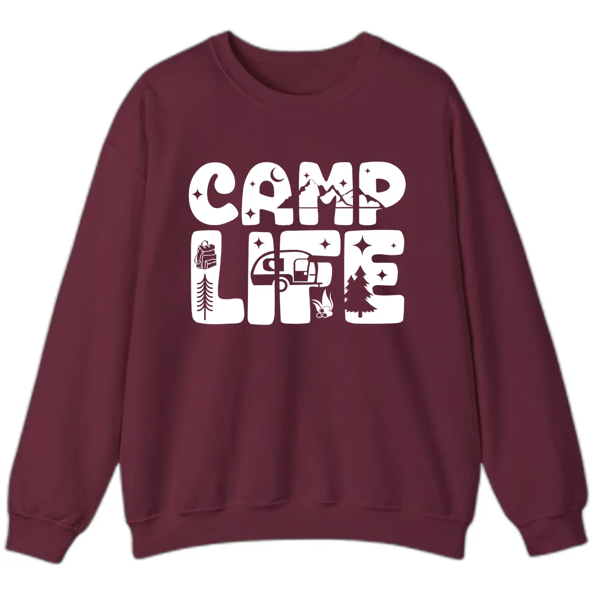 Camp Life Adventure Grid Sweatshirt in Maroon