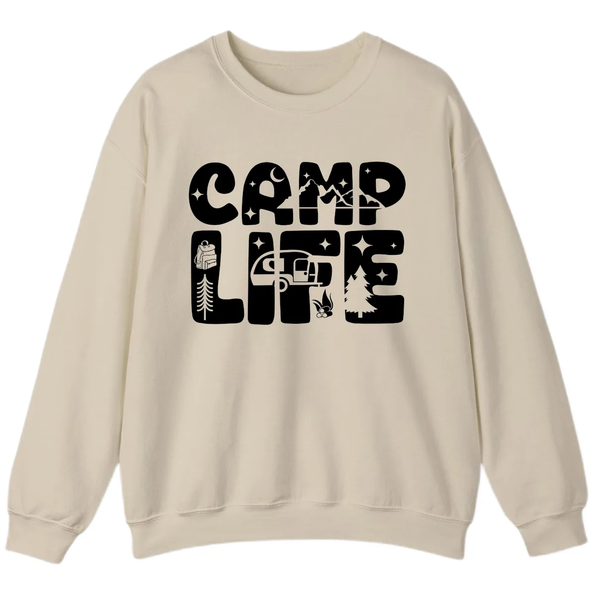 Camp Life Adventure Grid Sweatshirt in Sand