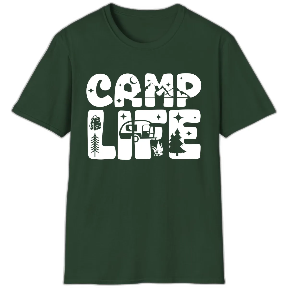 Camp Life Adventure Grid T-Shirt in Forest Green