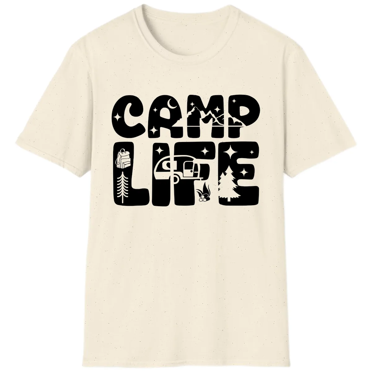 Camp Life Adventure Grid T-Shirt in Natural