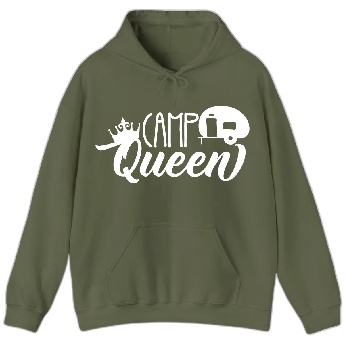 Camp Queen Glamping Life Hoodie in Military Green