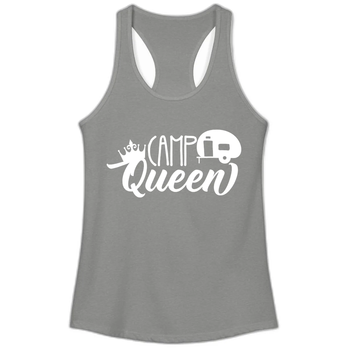 Camp Queen Glamping Life Ladies Tank in Heather Grey