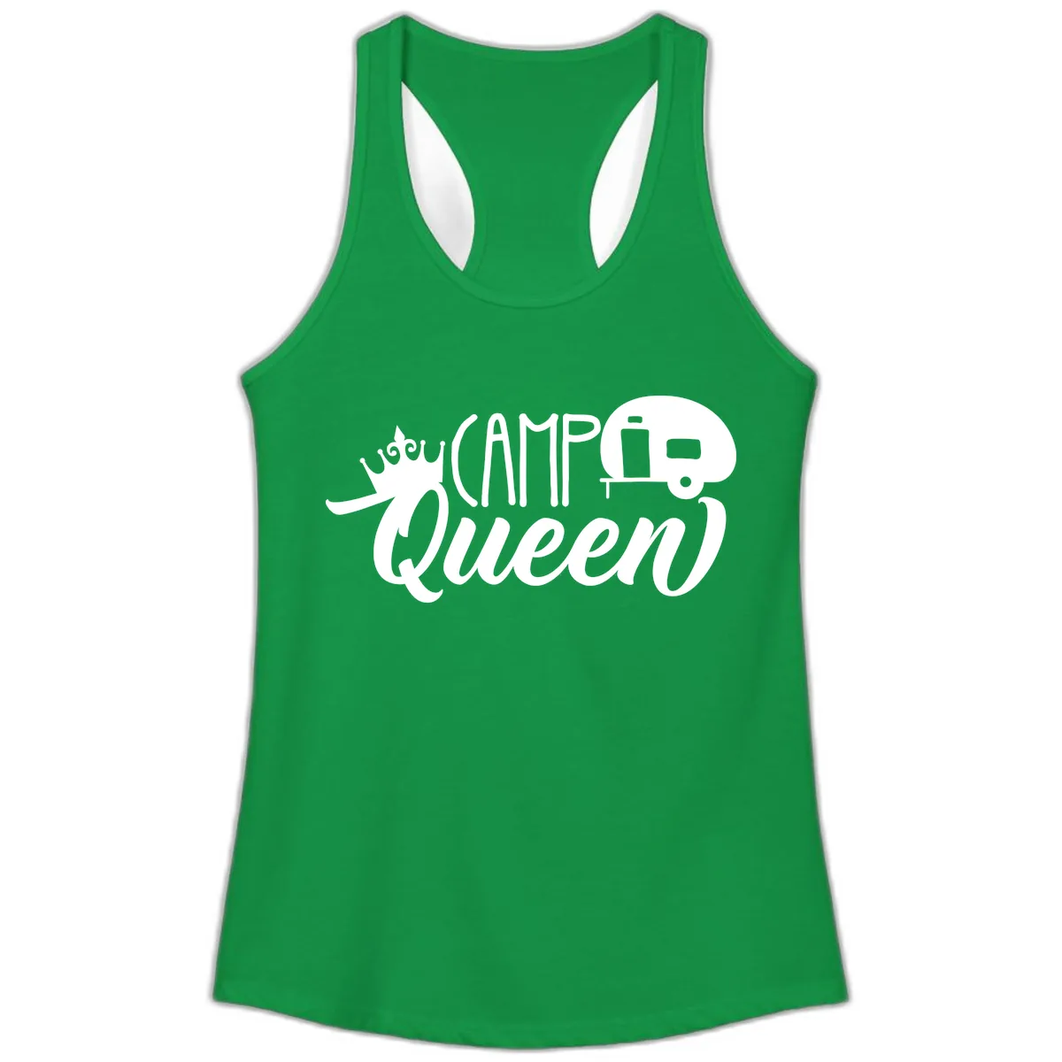 Camp Queen Glamping Life Ladies Tank in Solid Kelly Green
