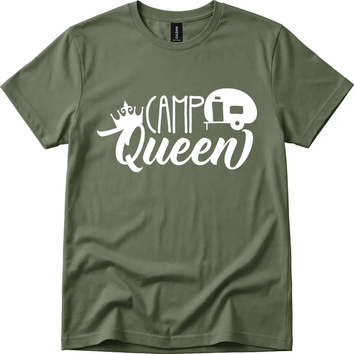 Camp Queen Glamping Life T-Shirt in Military Green