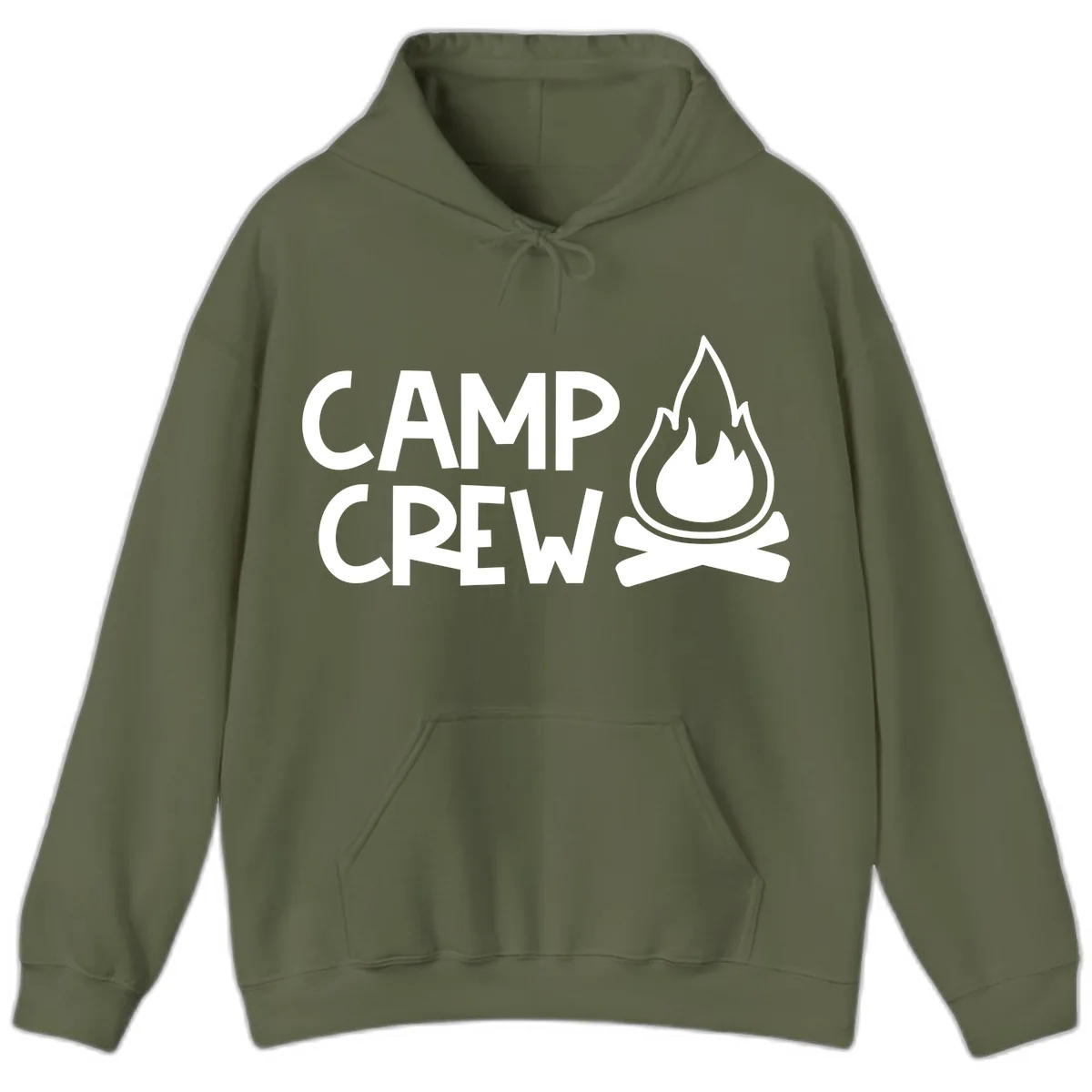 Camp Crew Campfire Hoodie in Military Green