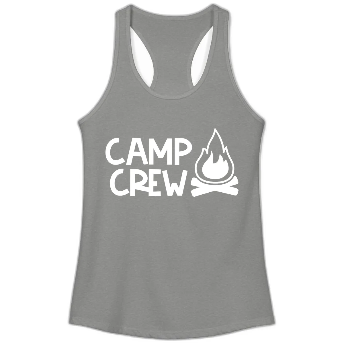 Camp Crew Campfire Ladies Tank in Heather Grey